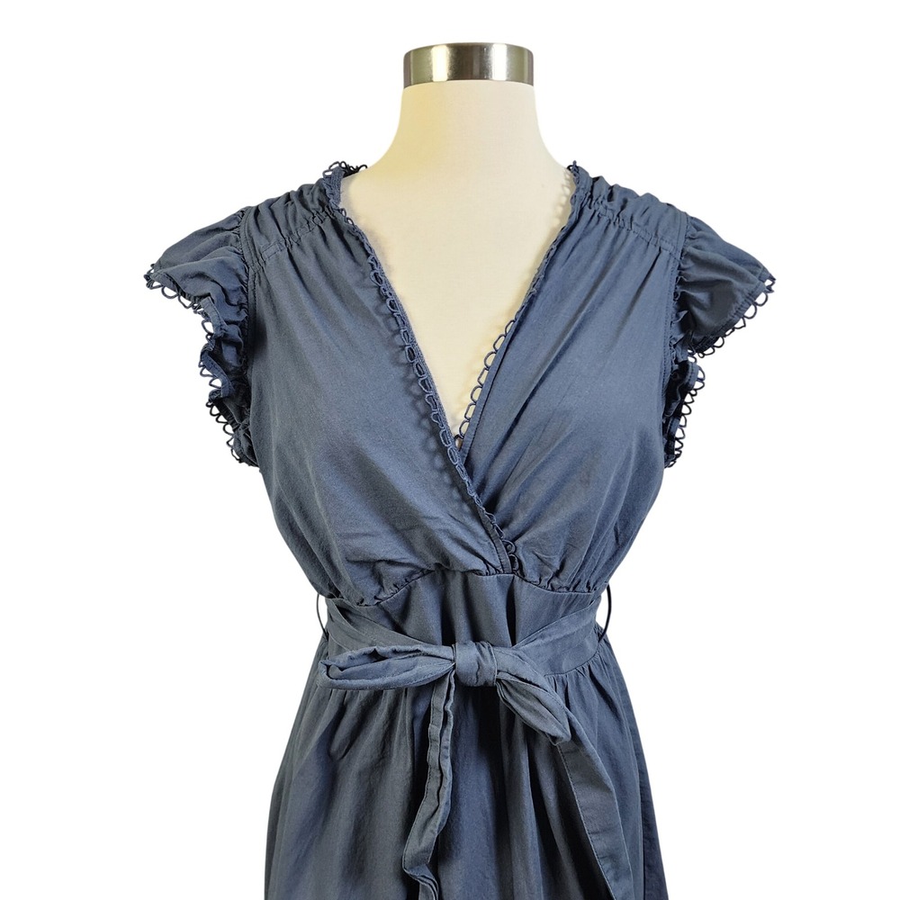 Pinch Womens Deep Navy Eyelet Detail Midi Dress Size Large Cotton Blue - Picture 3 of 13